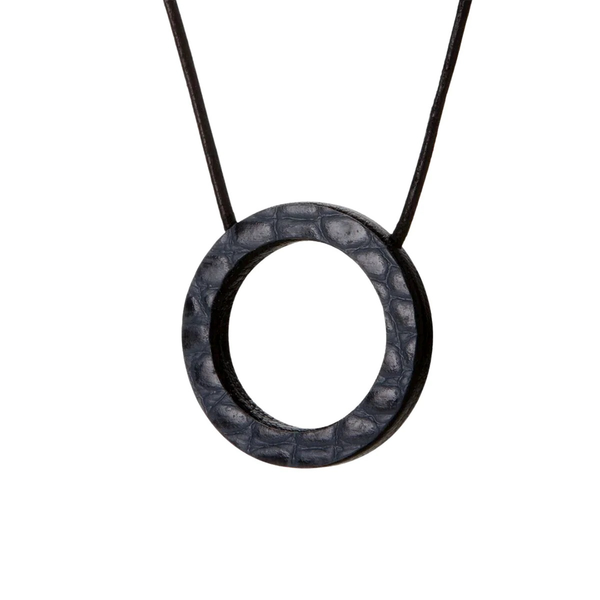 Le Kevin Leather Spectacle Holder - Black Crocodile