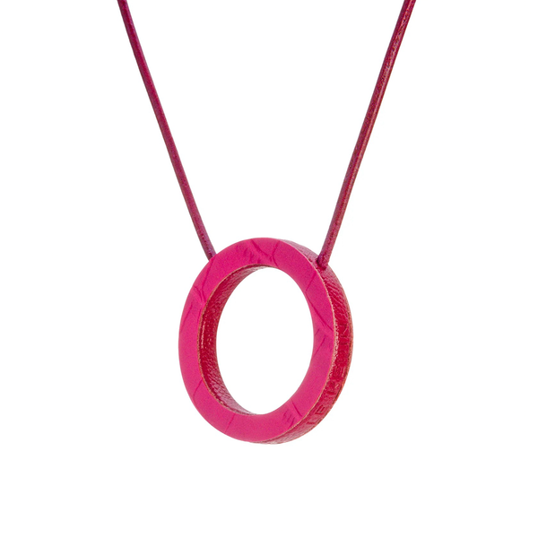 Le Kevin Leather Spectacle Holder - Hot Pink Crocodile