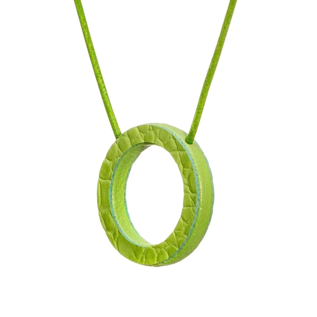 Le Kevin Leather Spectacle Holder - Lime Crocodile