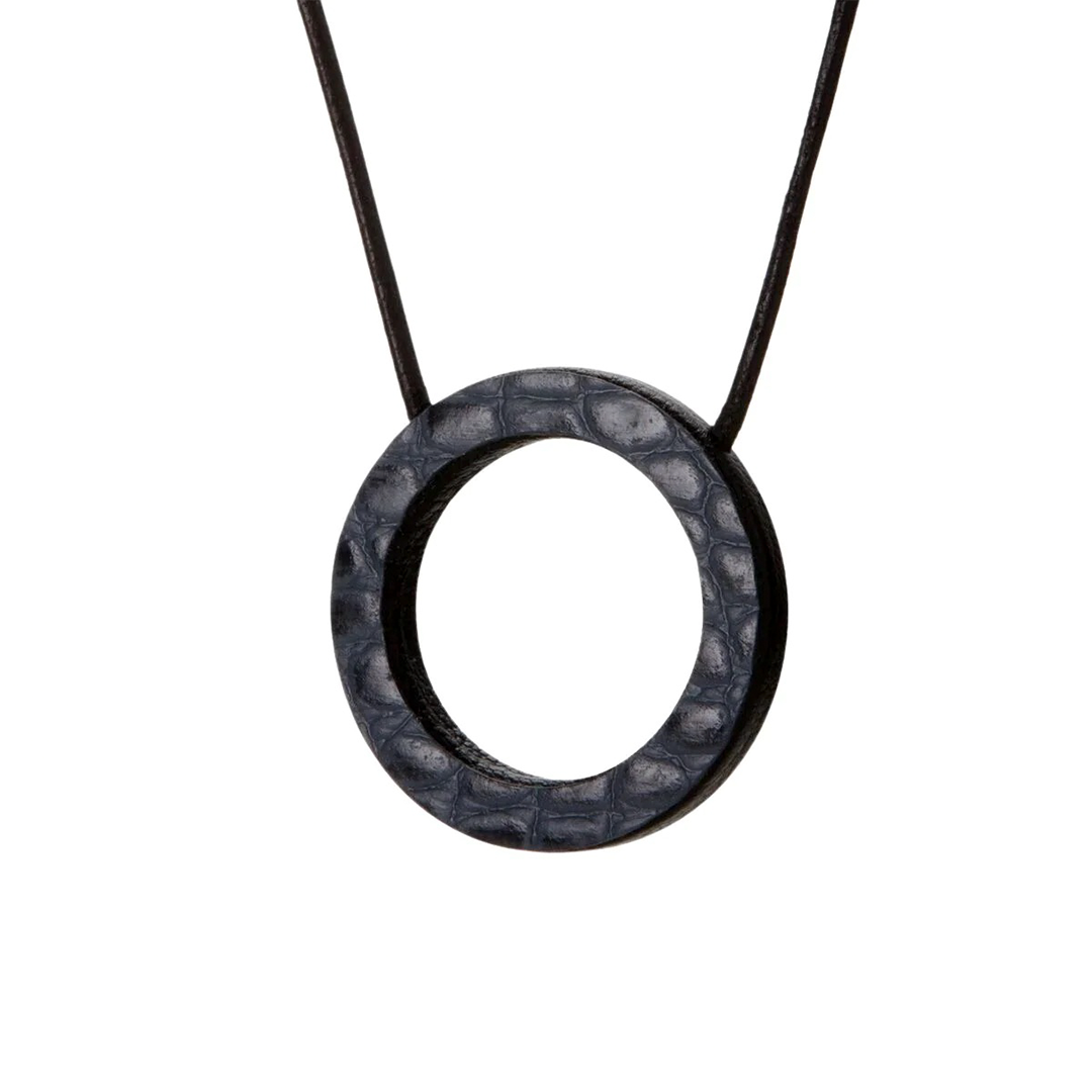 Le Kevin Leather Spectacle Holder - Black Crocodile